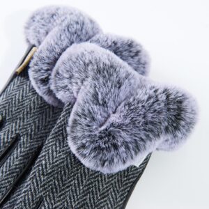 Tweed Damenhandschuhe mit Pelz – Bild 6
