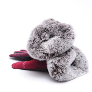 Tweed Damenhandschuhe mit Pelz – Bild 4